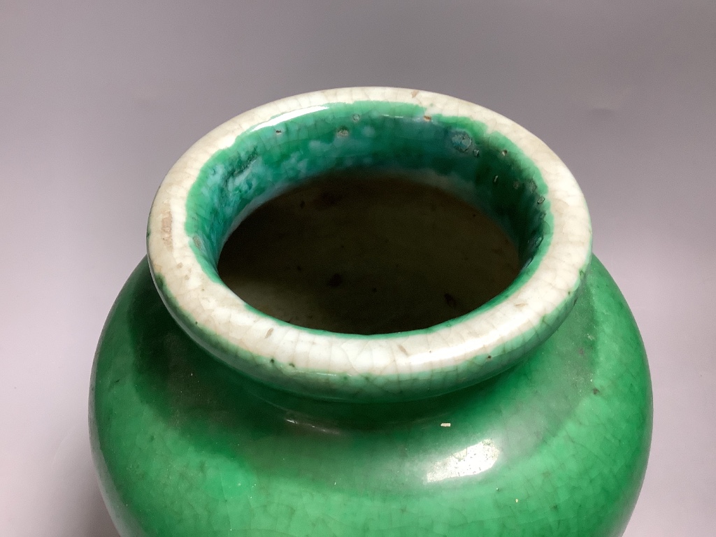 A late 18th / early 19th century Chinese green crackle glaze vase, height 25cm